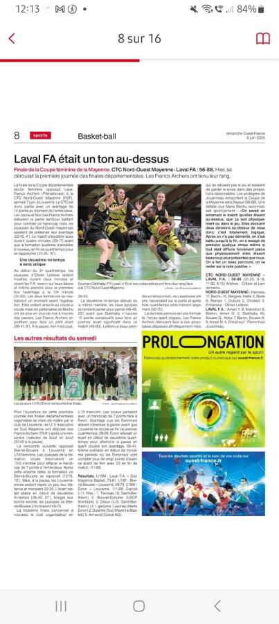 ARTICLE OUEST FRANCE U18M1
